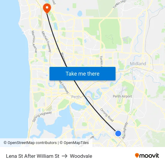 Lena St After William St to Woodvale map