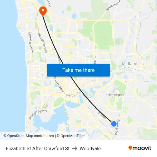 Elizabeth St After Crawford St to Woodvale map