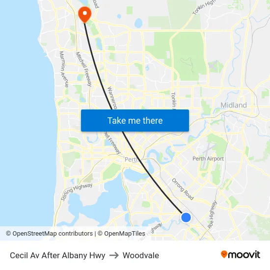Cecil Av After Albany Hwy to Woodvale map