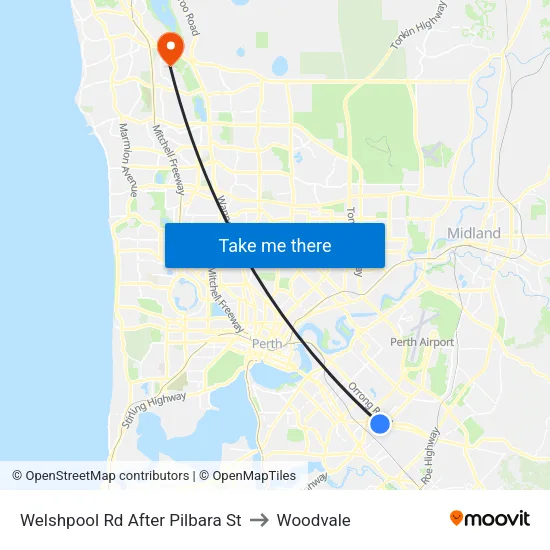 Welshpool Rd After Pilbara St to Woodvale map