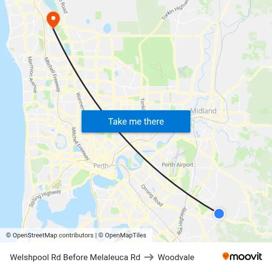 Welshpool Rd Before Melaleuca Rd to Woodvale map