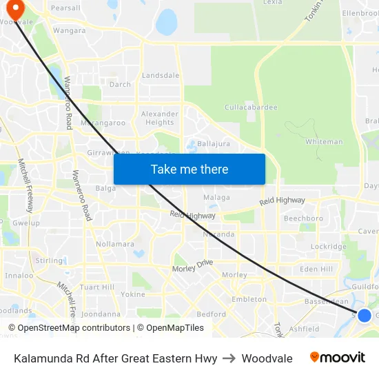 Kalamunda Rd After Great Eastern Hwy to Woodvale map