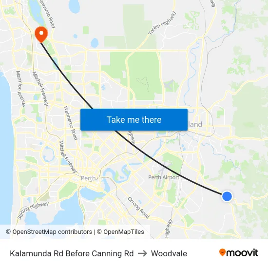 Kalamunda Rd Before Canning Rd to Woodvale map