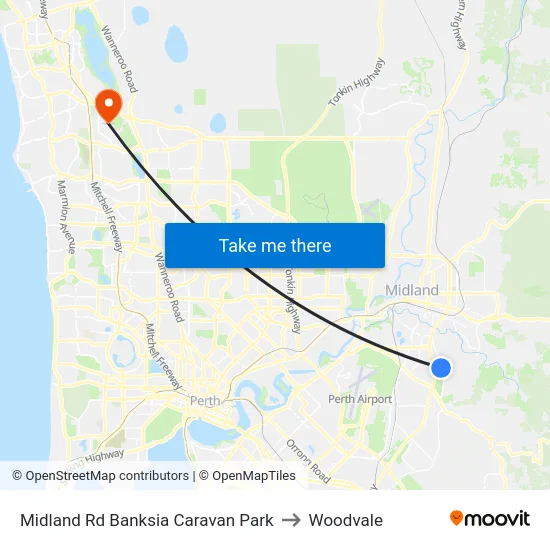 Midland Rd Banksia Caravan Park to Woodvale map