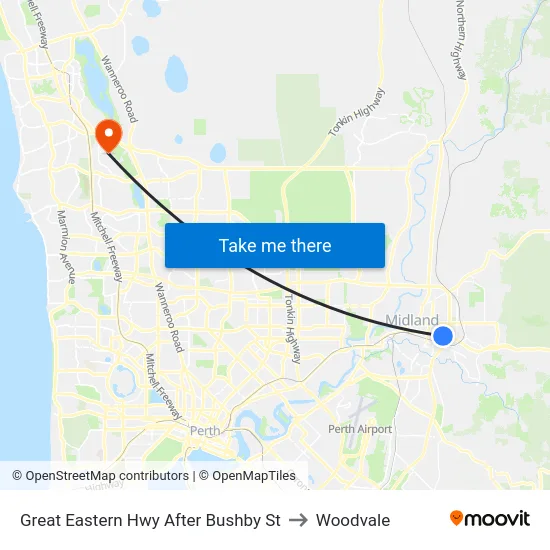 Great Eastern Hwy After Bushby St to Woodvale map