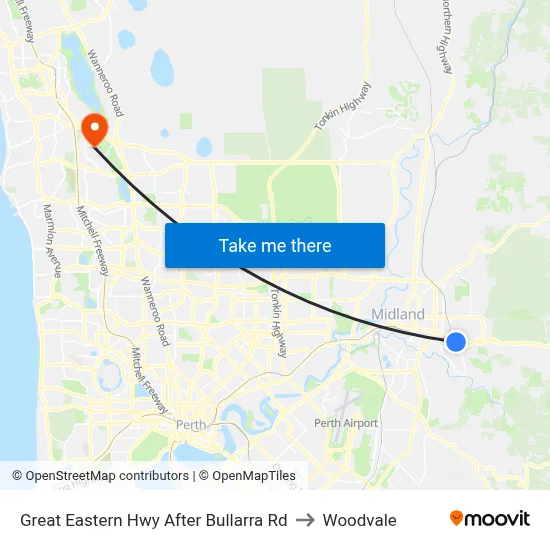 Great Eastern Hwy After Bullarra Rd to Woodvale map