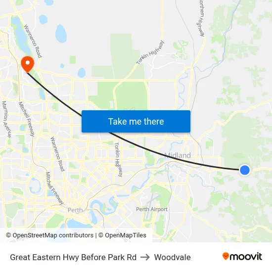 Great Eastern Hwy Before Park Rd to Woodvale map