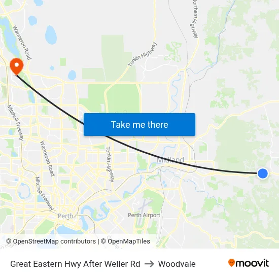 Great Eastern Hwy After Weller Rd to Woodvale map