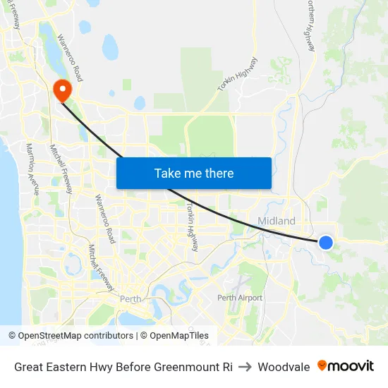 Great Eastern Hwy Before Greenmount Ri to Woodvale map