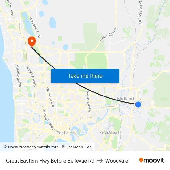 Great Eastern Hwy Before Bellevue Rd to Woodvale map