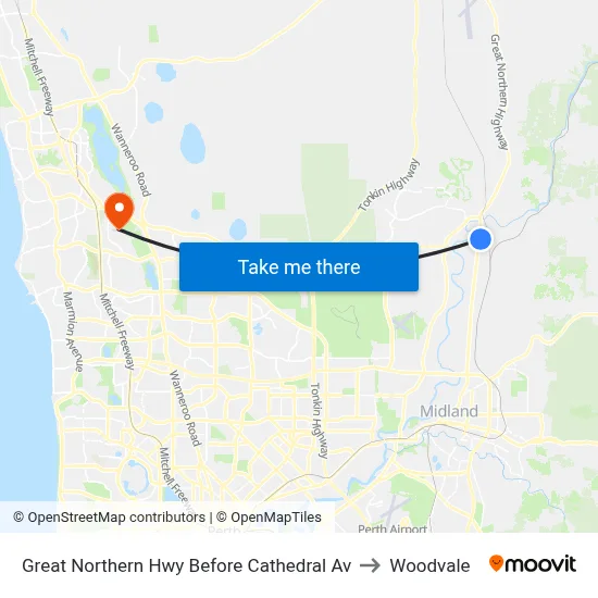 Great Northern Hwy Before Cathedral Av to Woodvale map