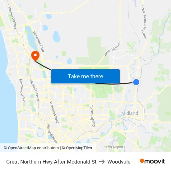 Great Northern Hwy After Mcdonald St to Woodvale map