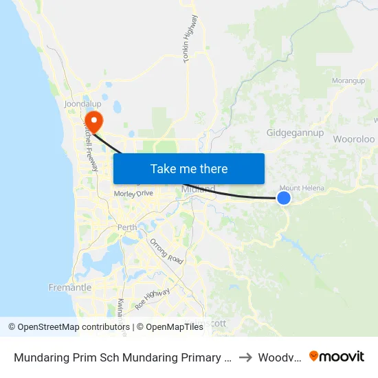 Mundaring Prim Sch   Mundaring Primary School to Woodvale map