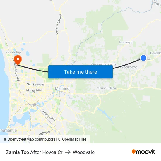 Zamia Tce After Hovea Cr to Woodvale map
