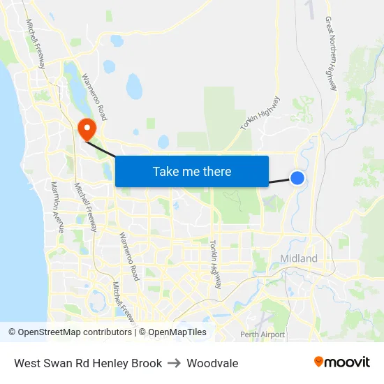 West Swan Rd Henley Brook to Woodvale map