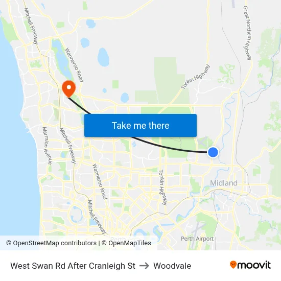 West Swan Rd After Cranleigh St to Woodvale map