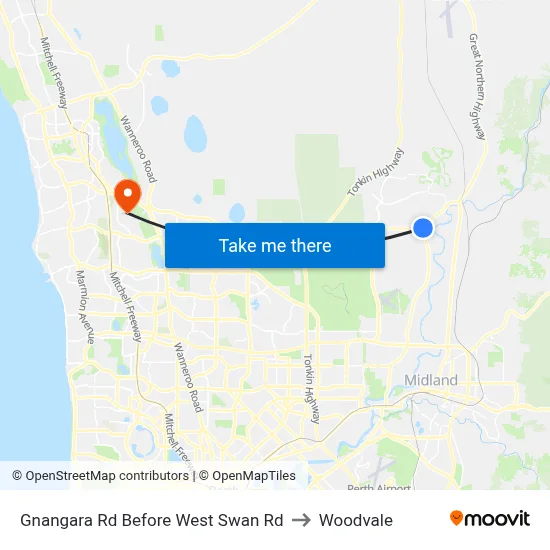 Gnangara Rd Before West Swan Rd to Woodvale map