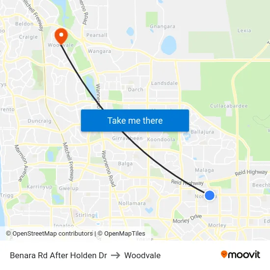Benara Rd After Holden Dr to Woodvale map