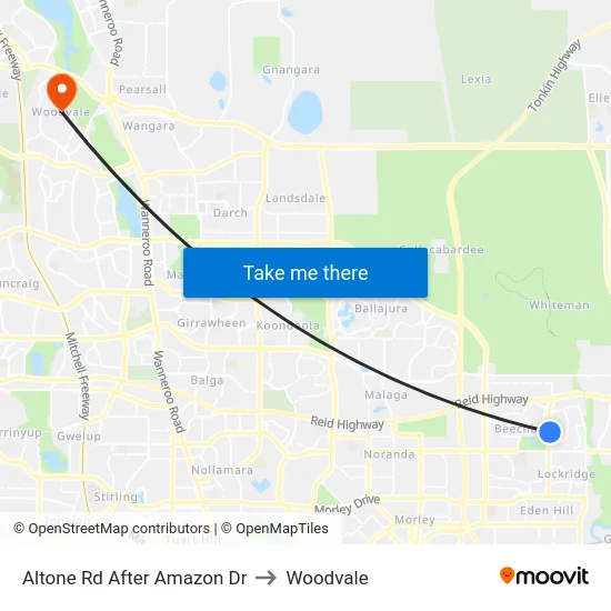 Altone Rd After Amazon Dr to Woodvale map