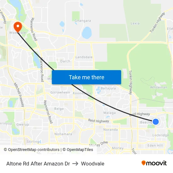 Altone Rd After Amazon Dr to Woodvale map