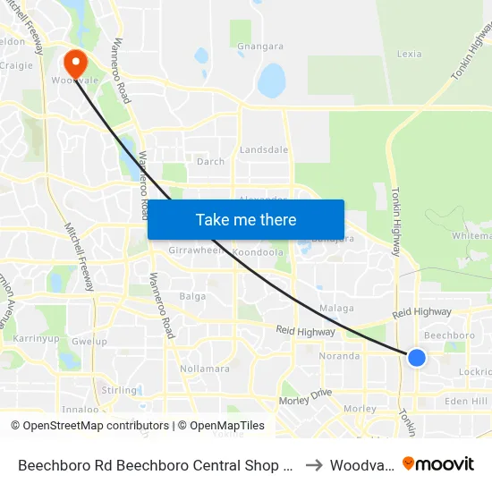 Beechboro Rd Beechboro Central Shop Ctr to Woodvale map