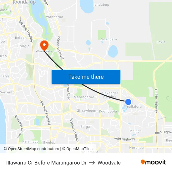 Illawarra Cr Before Marangaroo Dr to Woodvale map