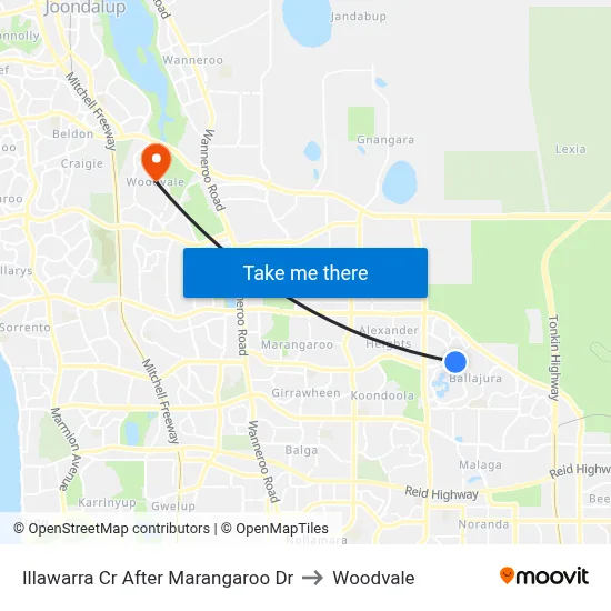 Illawarra Cr After Marangaroo Dr to Woodvale map