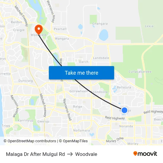 Malaga Dr After Mulgul Rd to Woodvale map