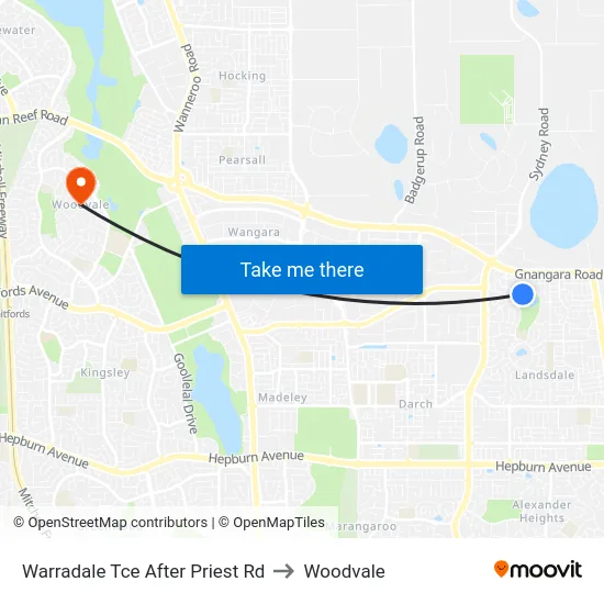 Warradale Tce After Priest Rd to Woodvale map