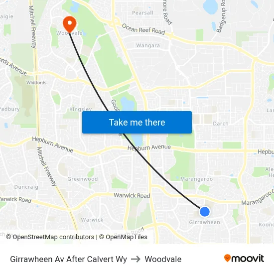 Girrawheen Av After Calvert Wy to Woodvale map