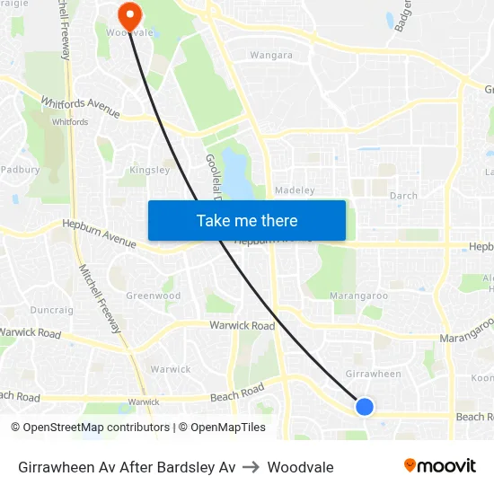 Girrawheen Av After Bardsley Av to Woodvale map