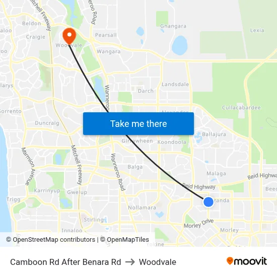 Camboon Rd After Benara Rd to Woodvale map