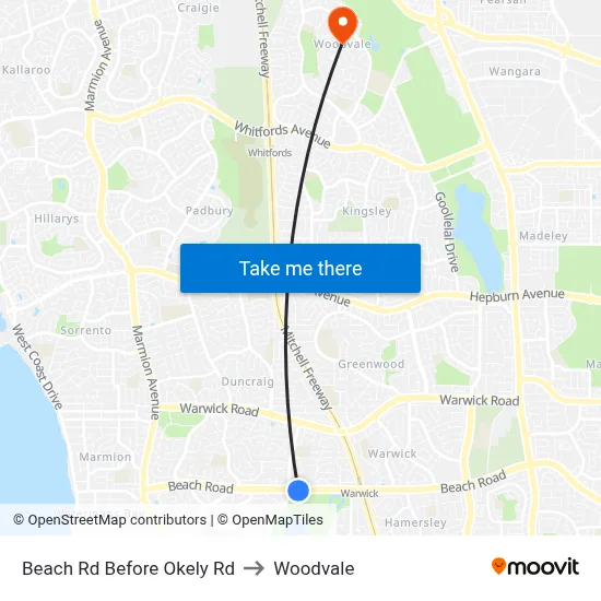 Beach Rd Before Okely Rd to Woodvale map