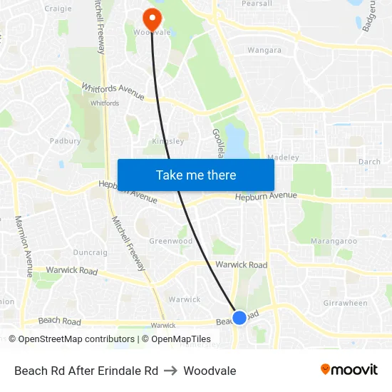 Beach Rd After Erindale Rd to Woodvale map