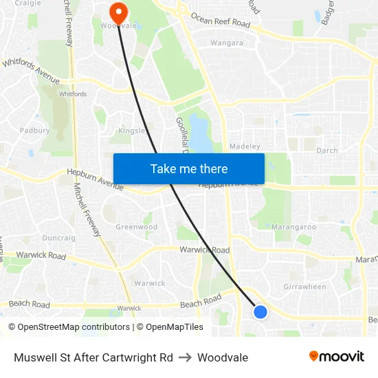 Muswell St After Cartwright Rd to Woodvale map