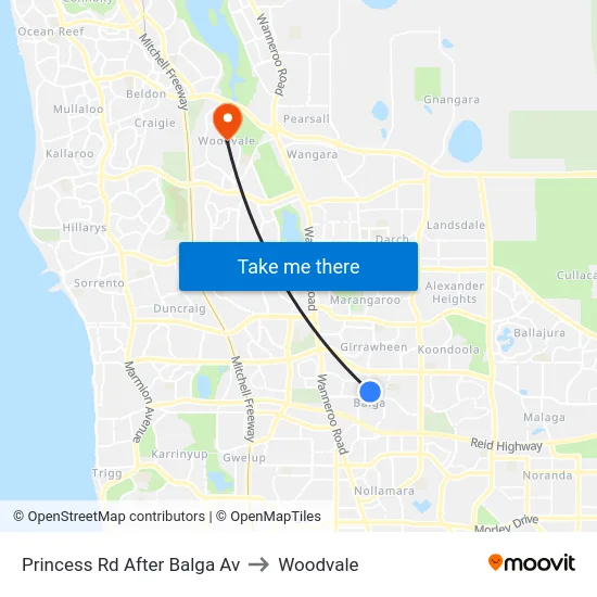 Princess Rd After Balga Av to Woodvale map
