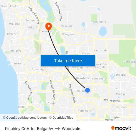 Finchley Cr After Balga Av to Woodvale map