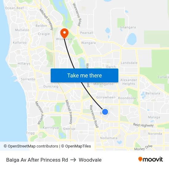 Balga Av After Princess Rd to Woodvale map