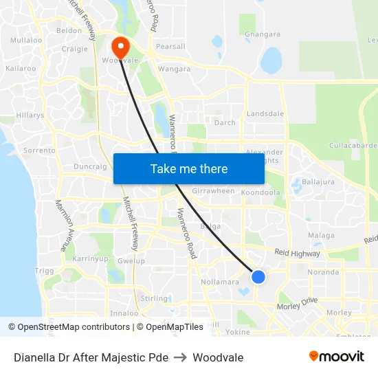 Dianella Dr After Majestic Pde to Woodvale map