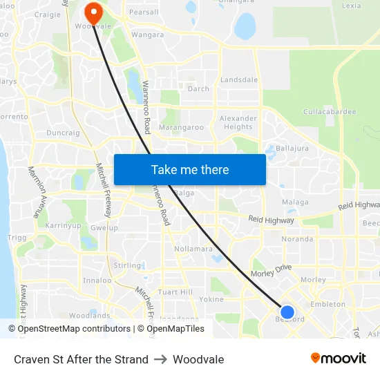 Craven St After the Strand to Woodvale map