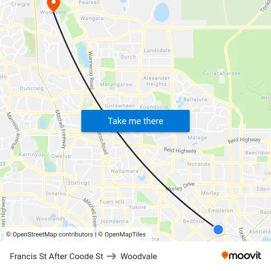 Francis St After Coode St to Woodvale map