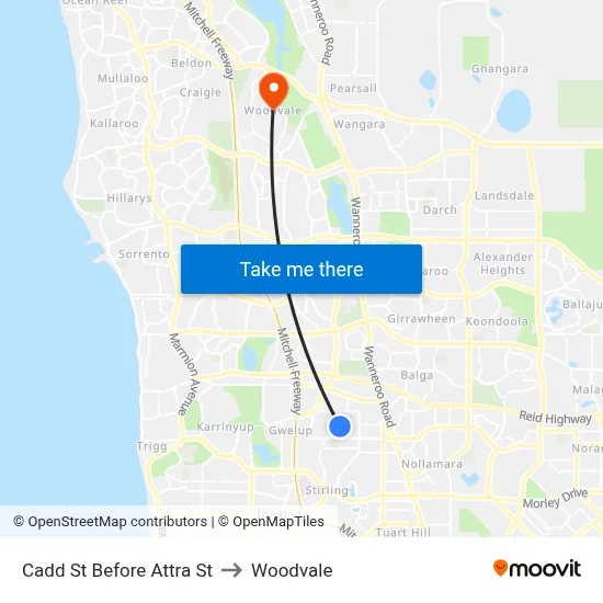 Cadd St Before Attra St to Woodvale map