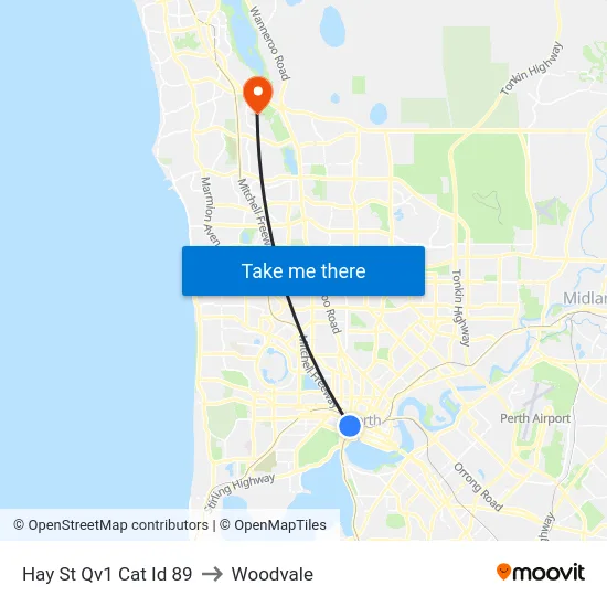 Hay St Qv1 Cat Id 89 to Woodvale map