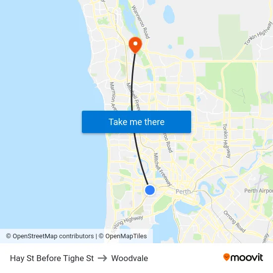 Hay St Before Tighe St to Woodvale map