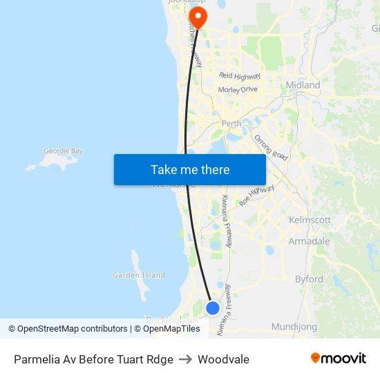 Parmelia Av Before Tuart Rdge to Woodvale map