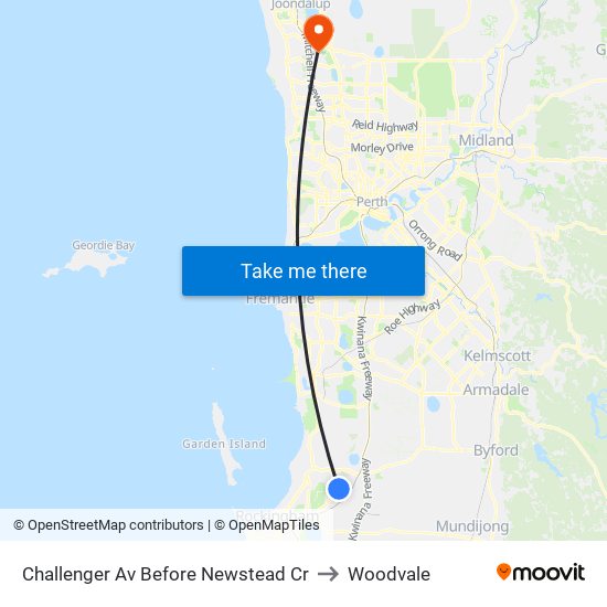 Challenger Av Before Newstead Cr to Woodvale map