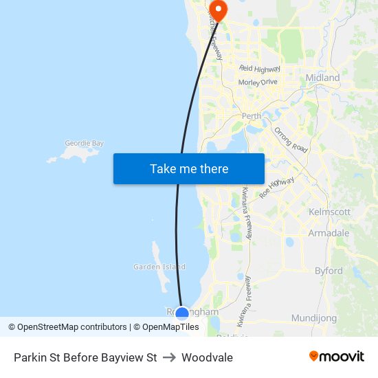 Parkin St Before Bayview St to Woodvale map