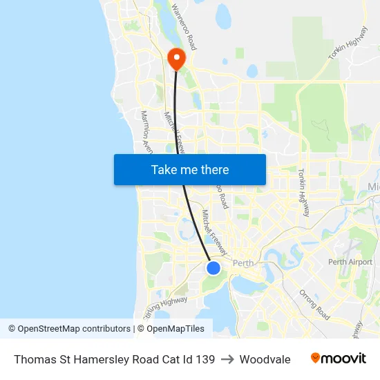 Thomas St Hamersley Road Cat Id 139 to Woodvale map