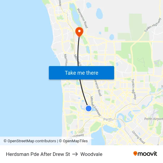 Herdsman Pde After Drew St to Woodvale map