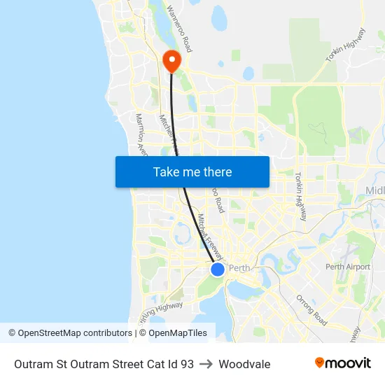 Outram St Outram Street Cat Id 93 to Woodvale map